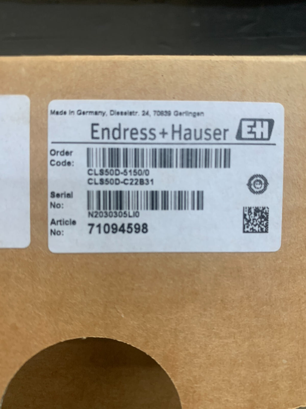 Endress Hauser CLS50D-5150/0 / CLS50D-C22B31 Conductivity Sensor