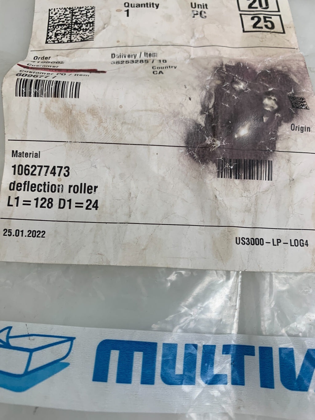 LOT OF 2 Multivac Deflection Roller 35253285/101