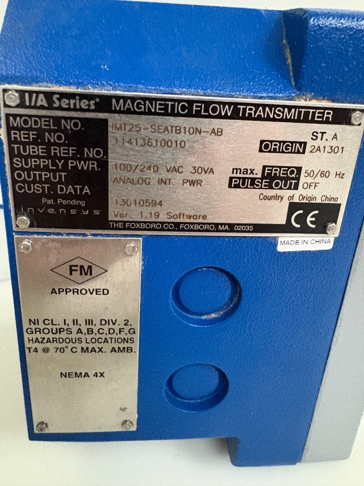 FOXBORO MAGNETIC FLOW TRANSMITTER IMT25-SEATB10N-AB