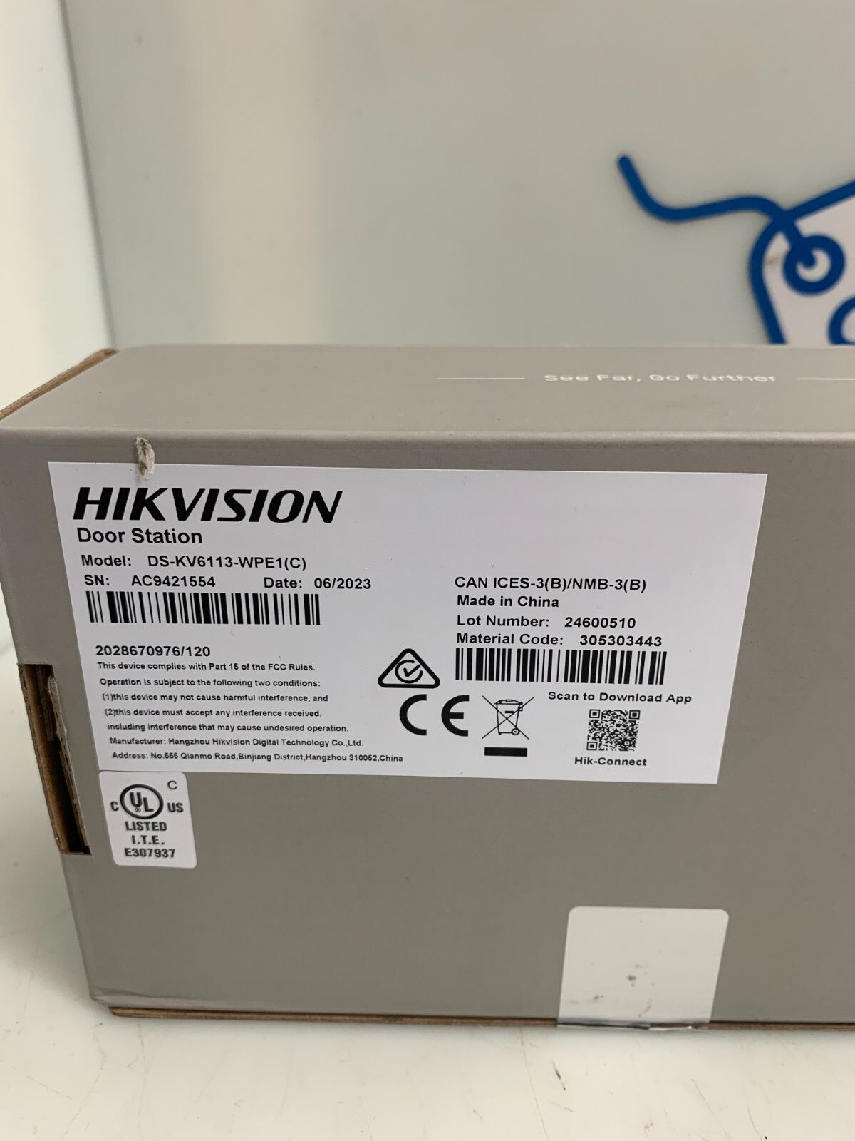HIKVISION   DS-KX6113-WPE1(C)   Door Station NO MOUNTING PLATE