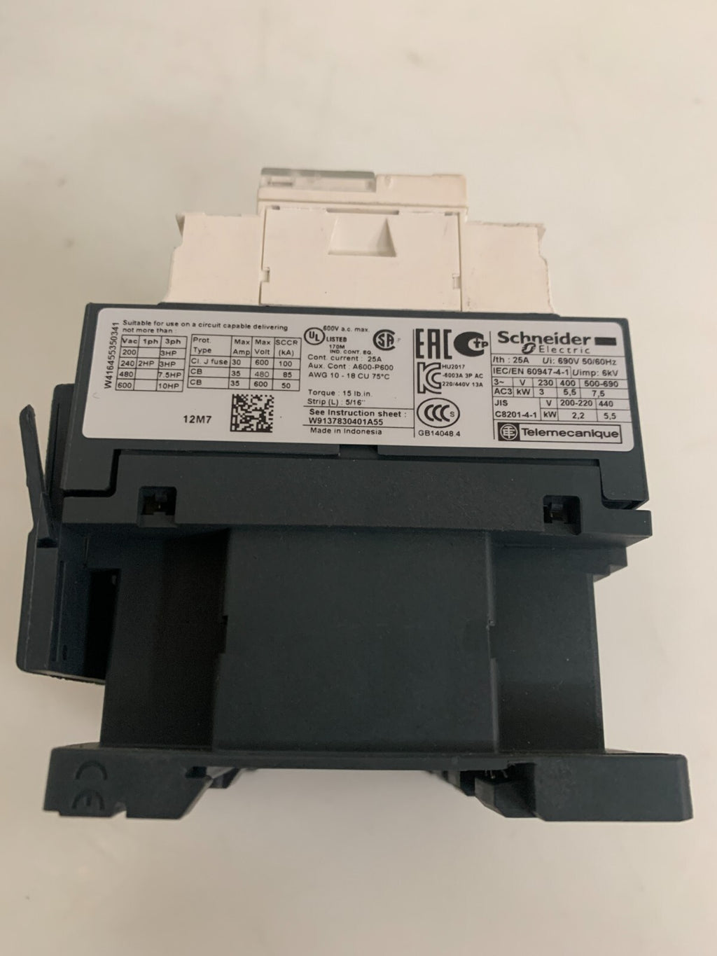 LOT OF 2  SCHNEIDER ELECTRIC LC1 D12 CONTACTOR