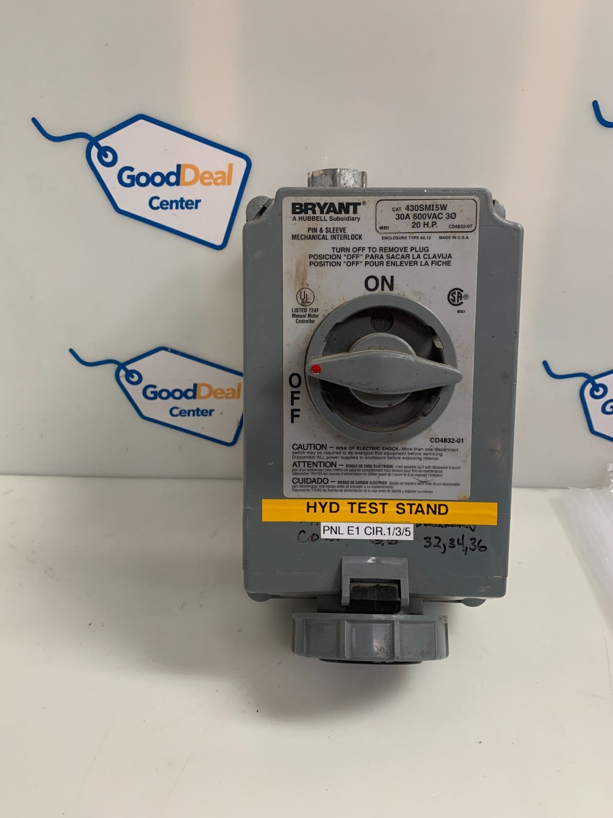 BRYONT PIN & SLEEVE MECHANICAL INTERLOCK 430SMI5W 30A 600 VAC