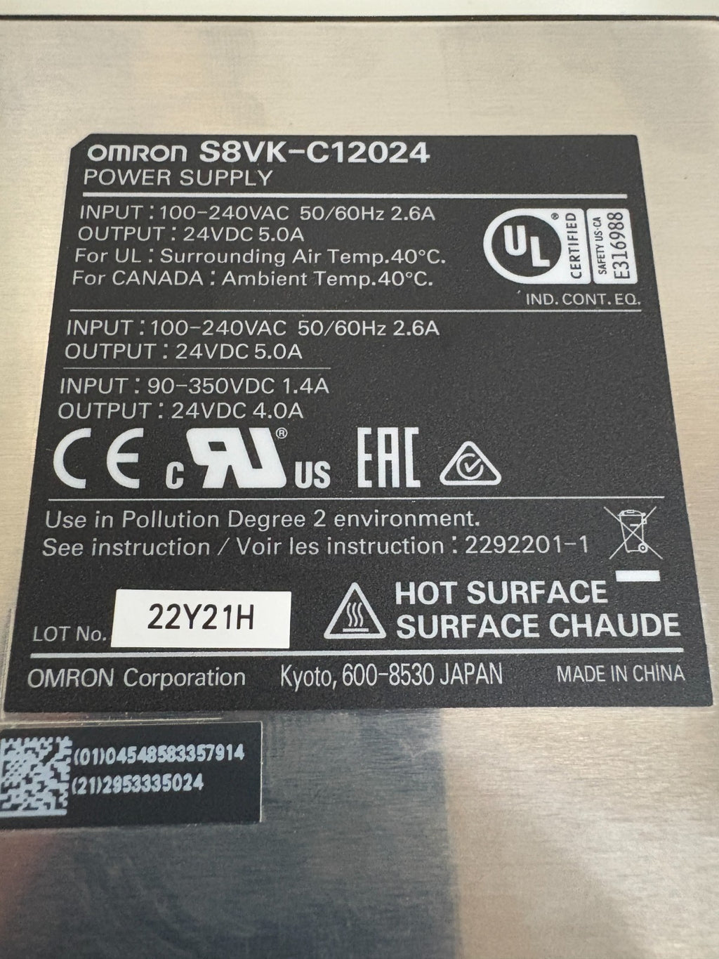 OMRON POWER SUPPLY S8VK-C12024