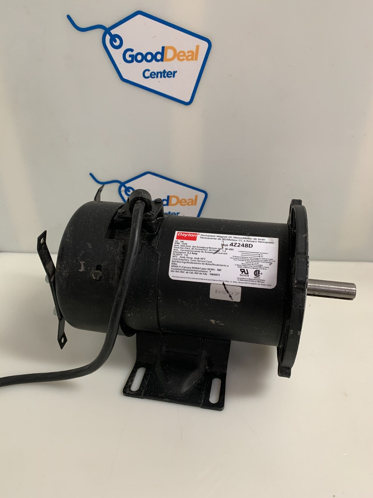 DAYTON Permanent Magnet DC Motor 4Z248D 1/4 HP 1725 RPM0