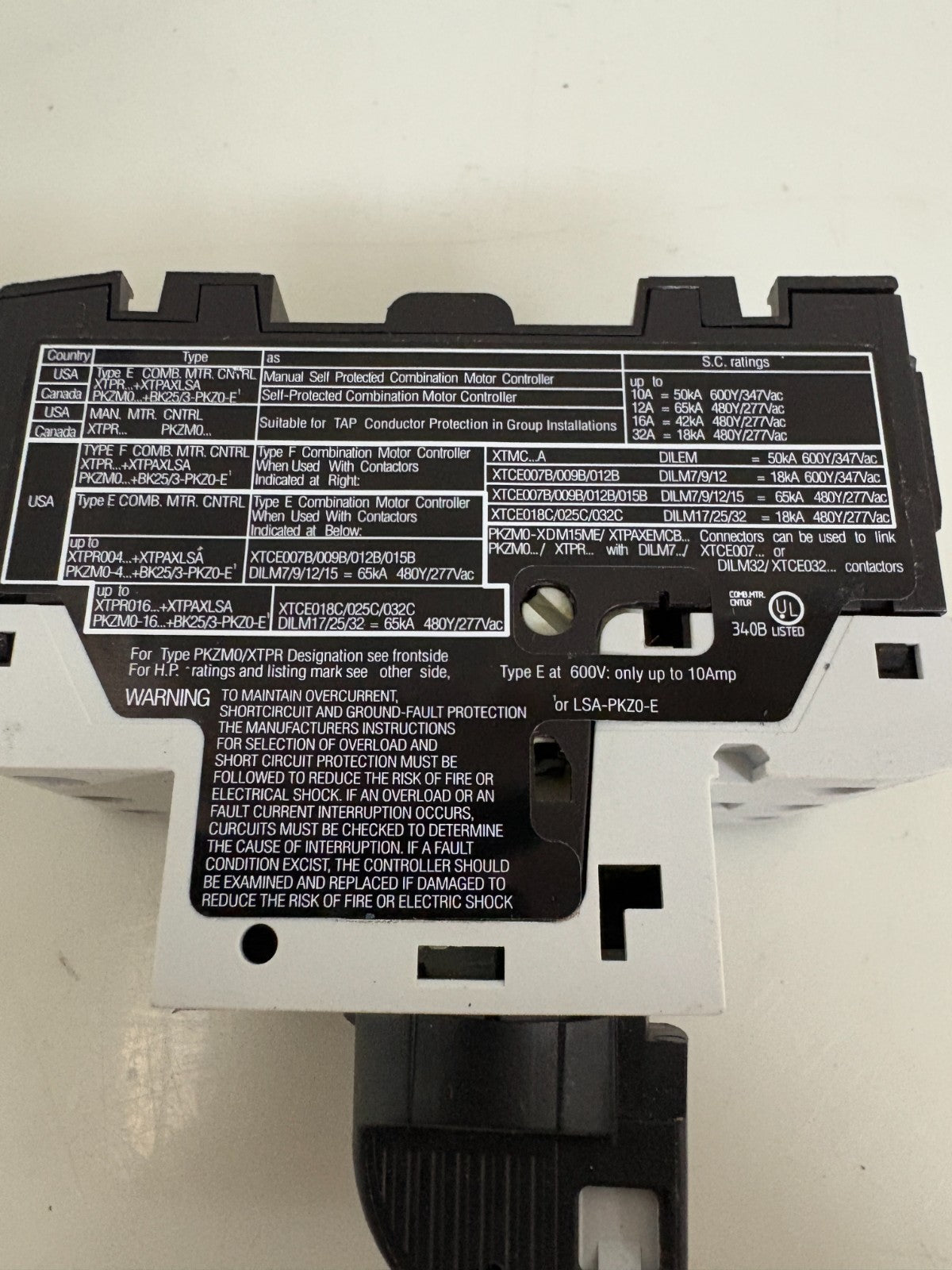 EATON MOELLER MOTOR PROTECTIVE CIRCUIT BREAKER PKZMO-20