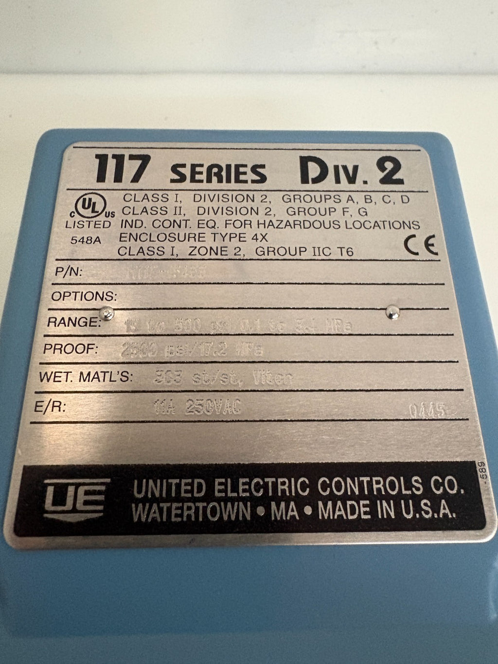 UNITED ELECTRIC CONTROLS 117 SERIES DIV.2 #H117-154331
