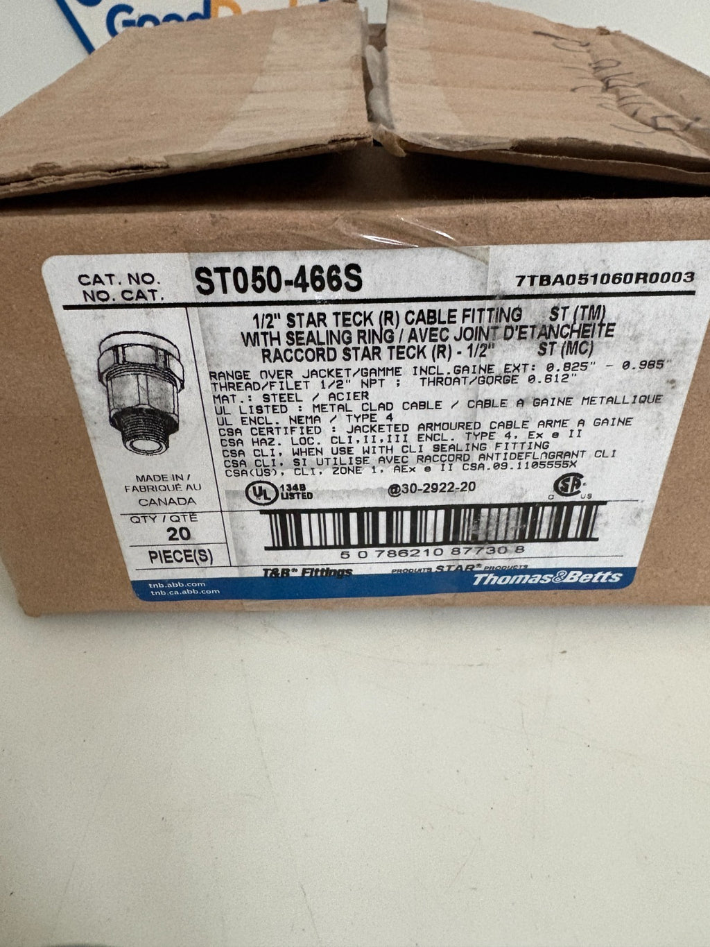 LOT OF 16 ABB THOMAS & BETTS 1/2" STAR TECK CABLE FITTING W/SEALING RING3