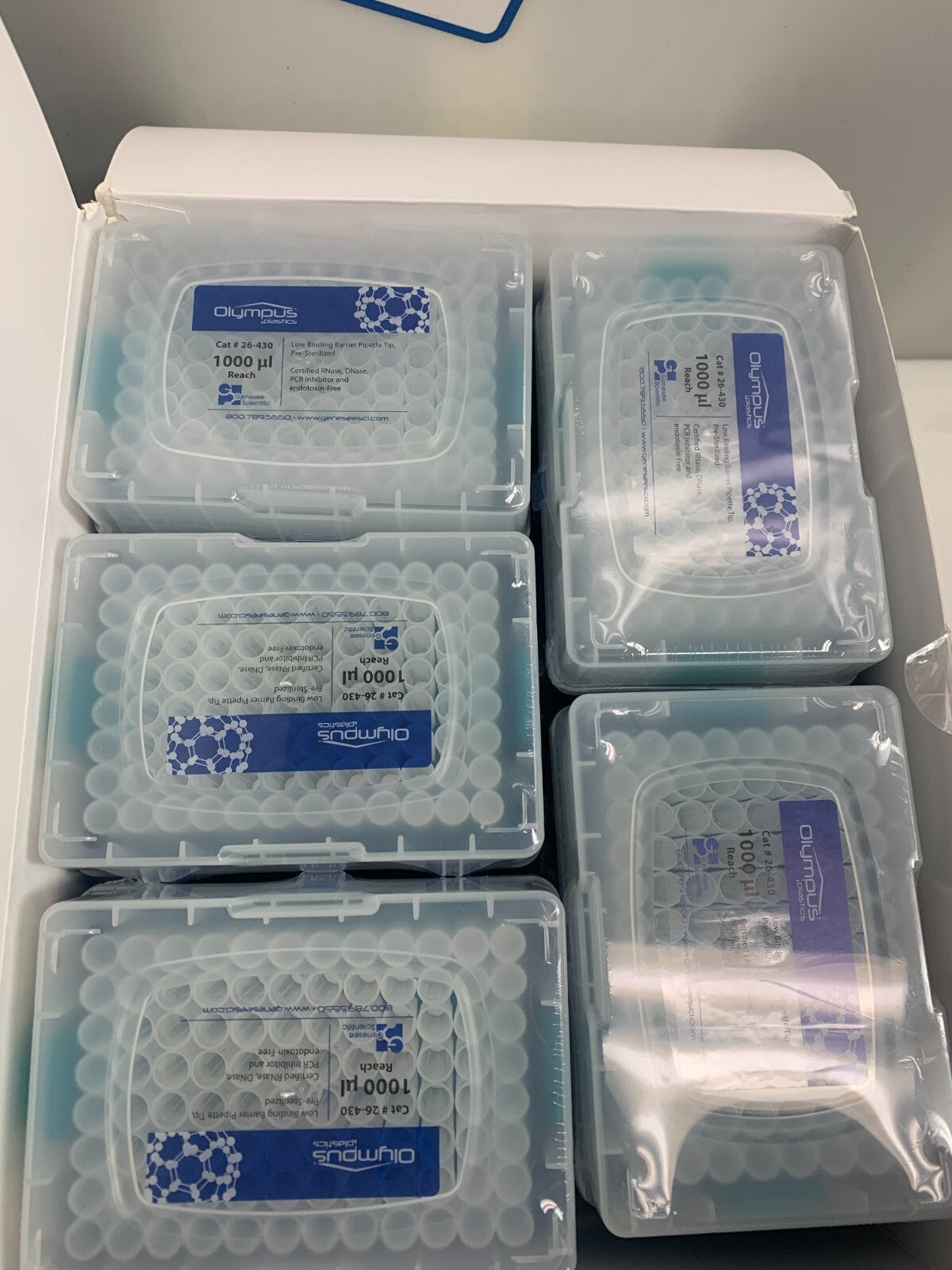 Genesee Scientific GEN26-430 1000ul Barrier Tip Insert Pipet Tip 10x96/pk3