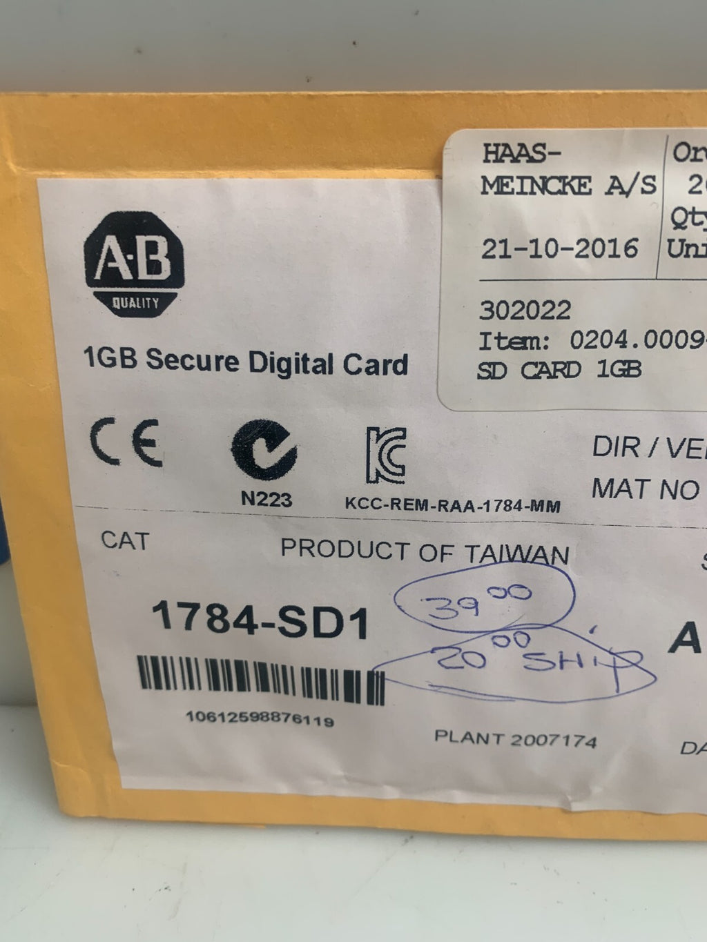 1784-SD1 ALLEN BRADLEY 1784-SD1 Digital Memory Card 1GB
