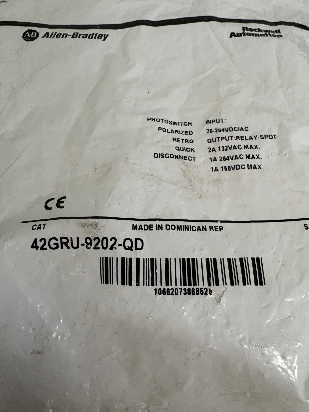 ALLEN BRADLEY PHOTOSWITCH 42GR4-9202-QA SER A3