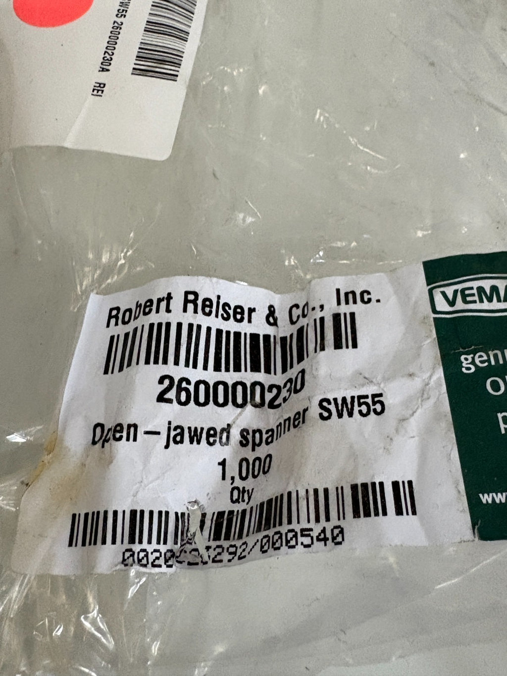 ROBERT REISER VEMAG OPEN JAWED SPANNER SW55 2600002302