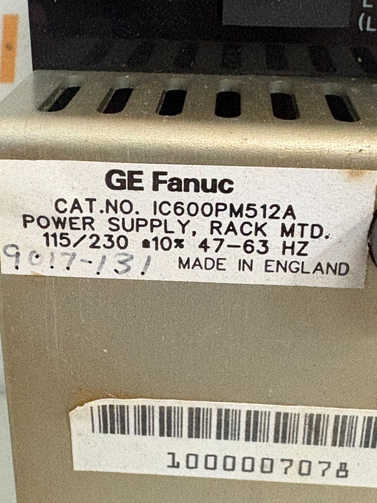 GE FANUC MULTI LOOP POWER SUPPLY IC600PM512A2