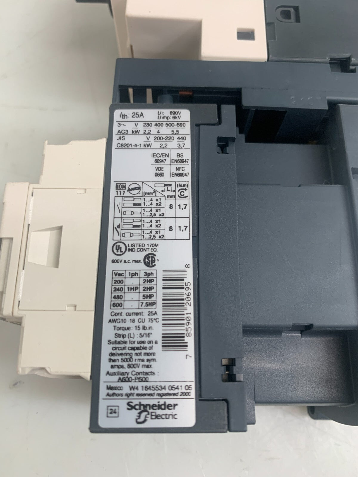 SCHNEIDER ELECTRIC / Telemecanique  SquareD GV2-P06/1-1.6A  w/LC1D09