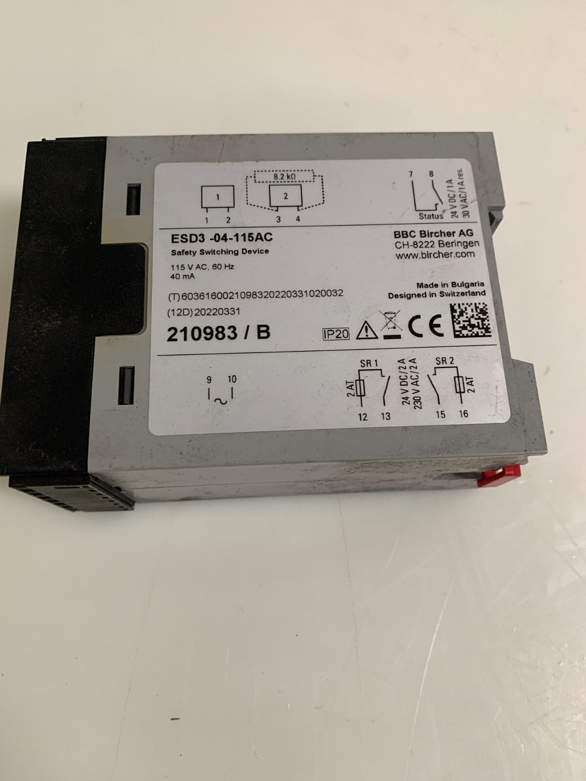 BIRCHER SAFETY SWITCHING DEVICE ESD3-04-115AC 210983/B