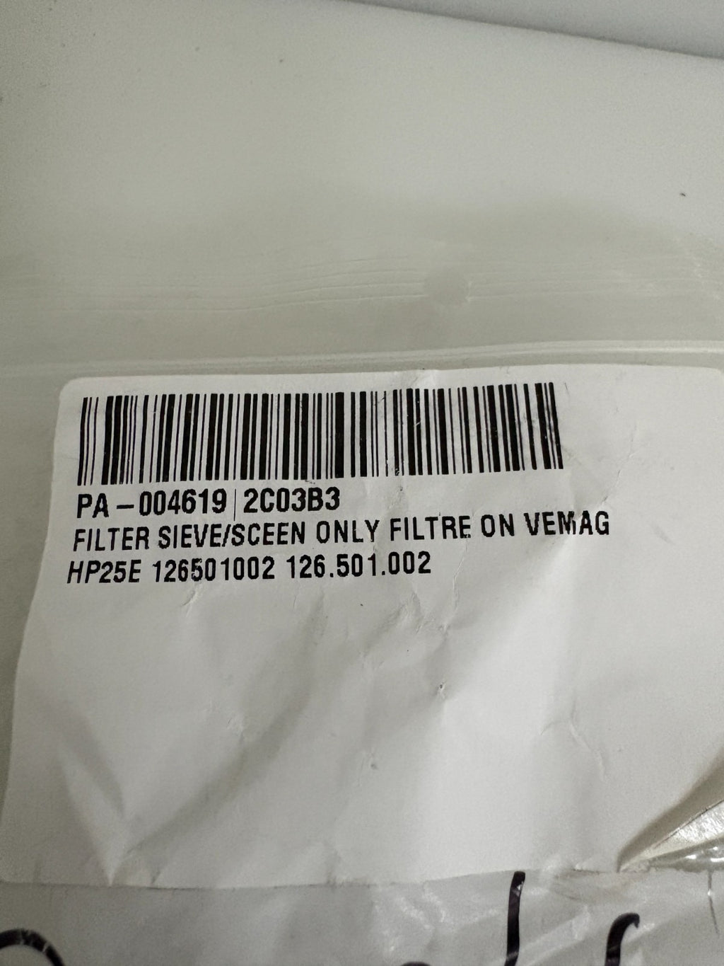 VEMAG FILTER SLEEVE SCREEN 126.501.002