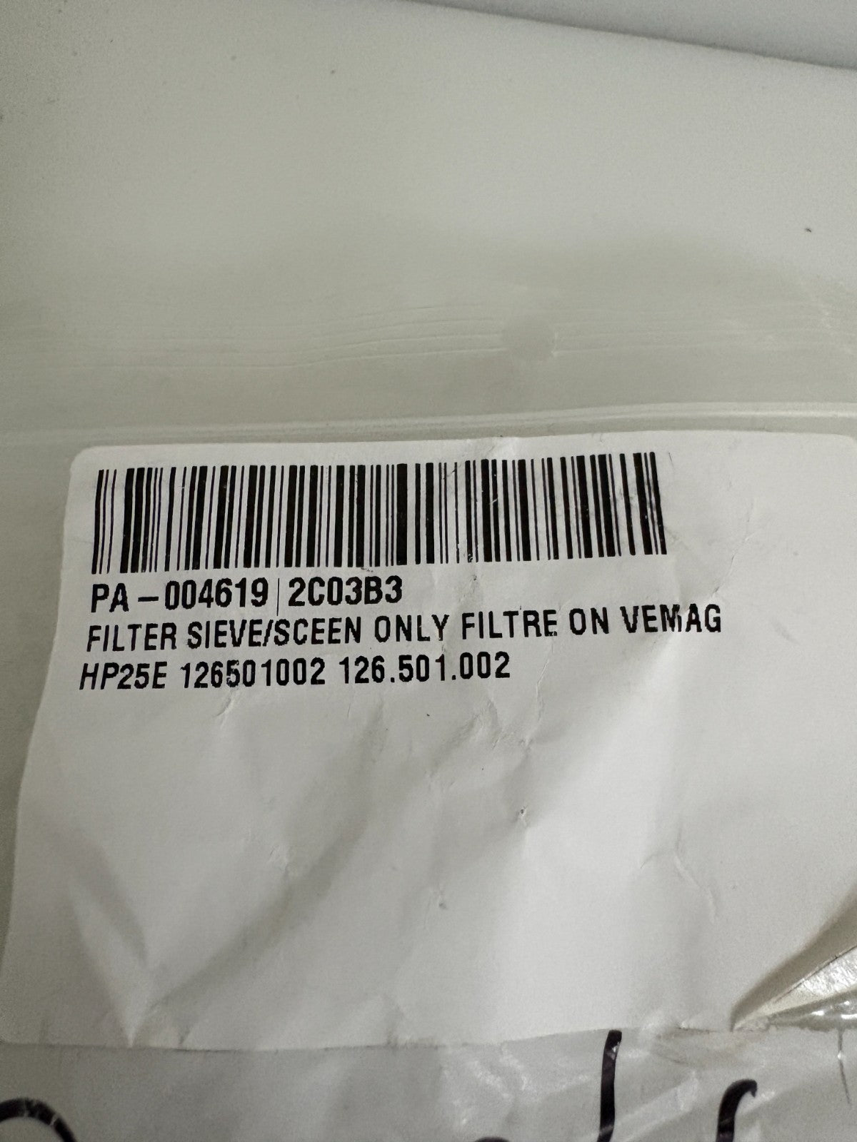 VEMAG FILTER SLEEVE SCREEN 126.501.002