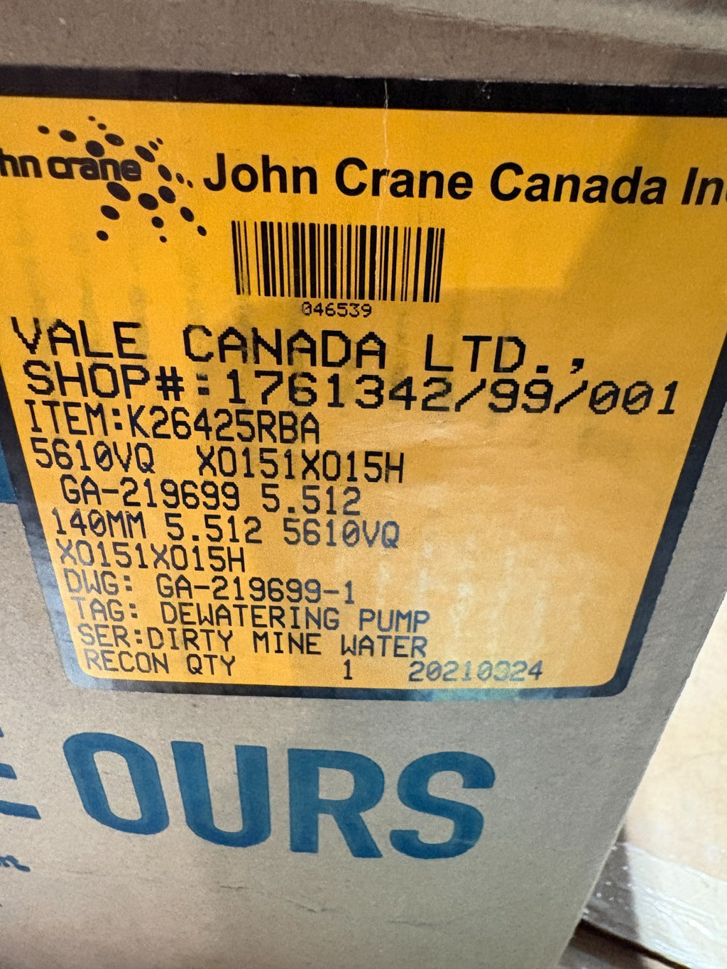 JOHN CRANE MECHANICAL JOINT K26425RBA3