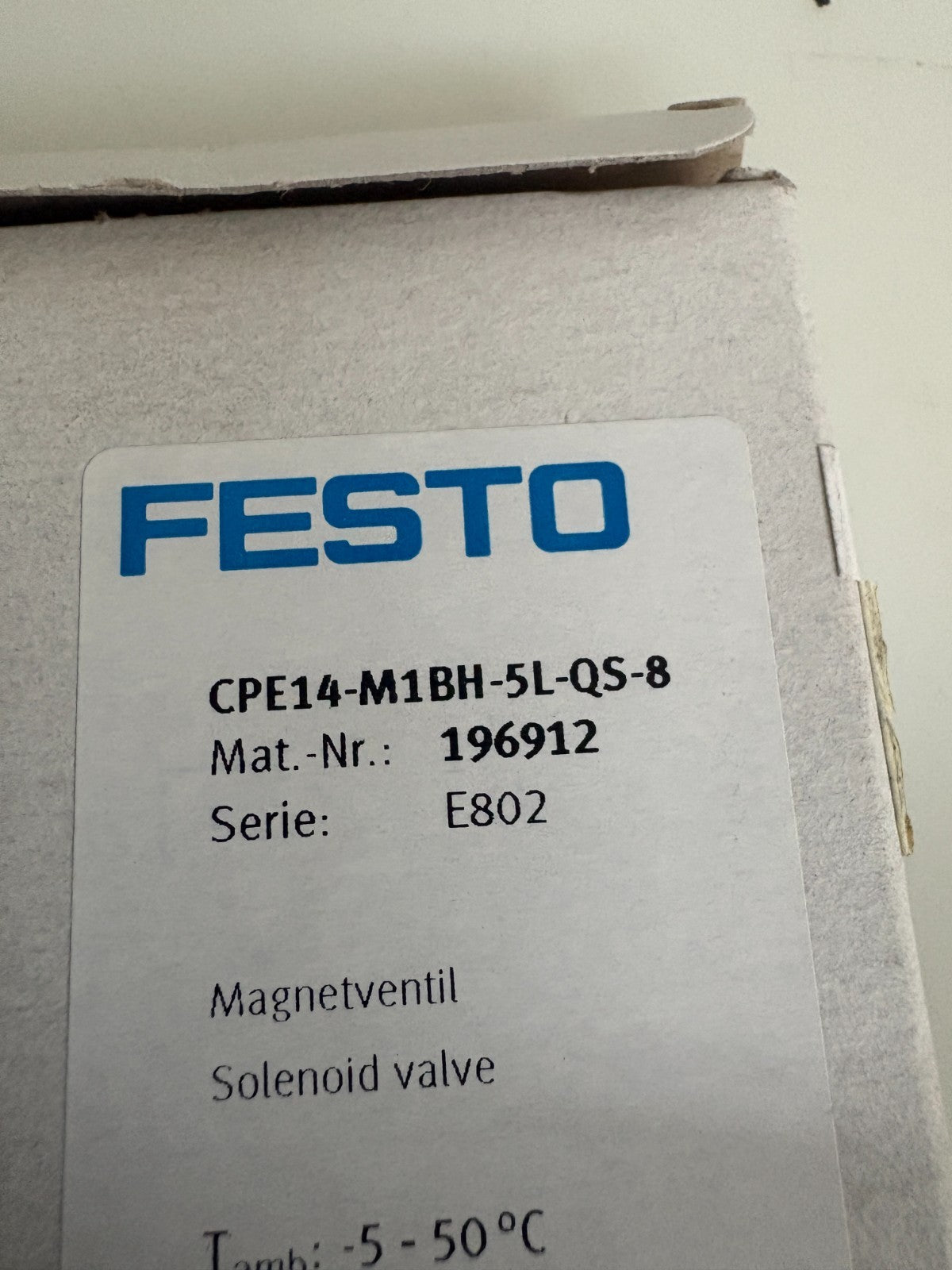 FESTO SOLENOID VALVE CPE14-M1BH-5L-QS-8 #1969123