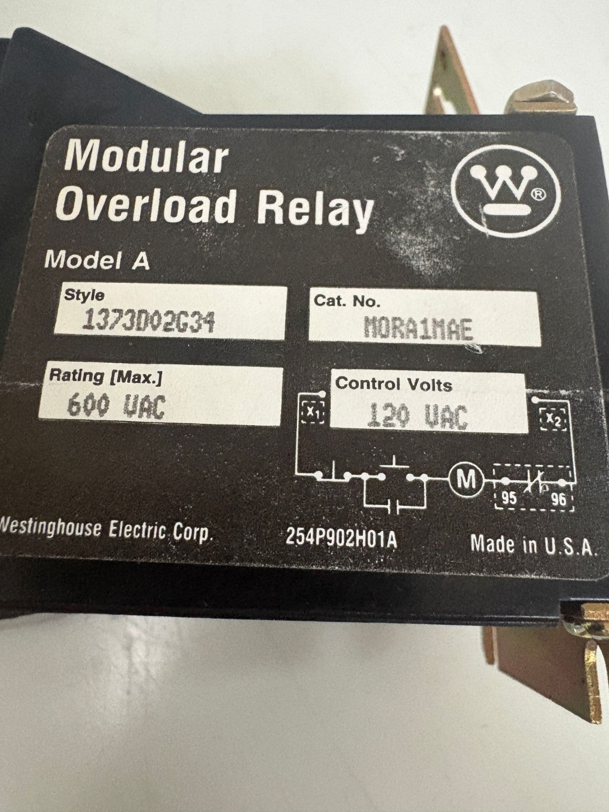 WESTINGHOUSE MODULAR OVERLOAD RELAY MODEL A MORA 1 MAE3