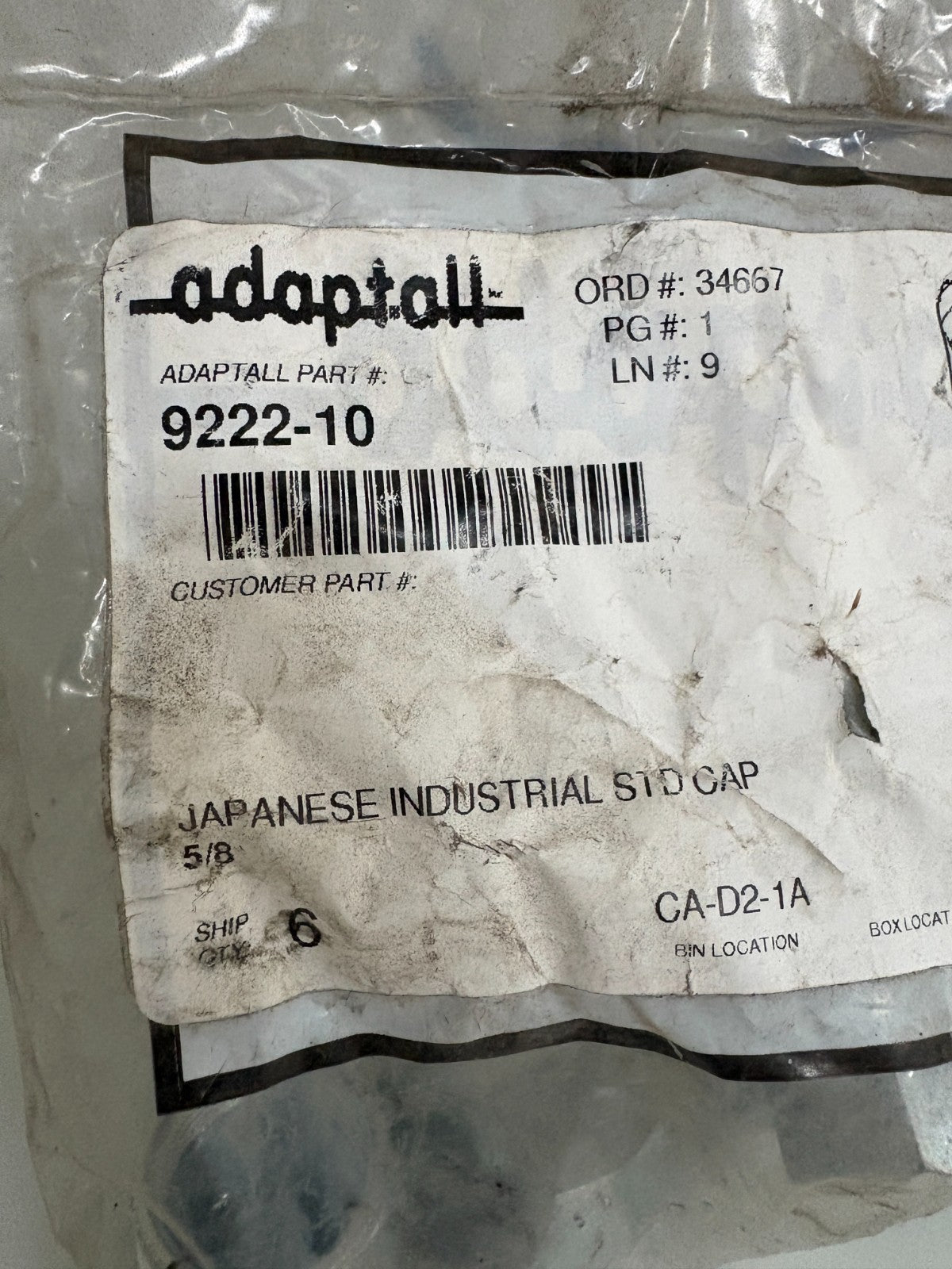LOT OF 6 ADAPTALL JAPANESE IND 5/8 STD CAP2