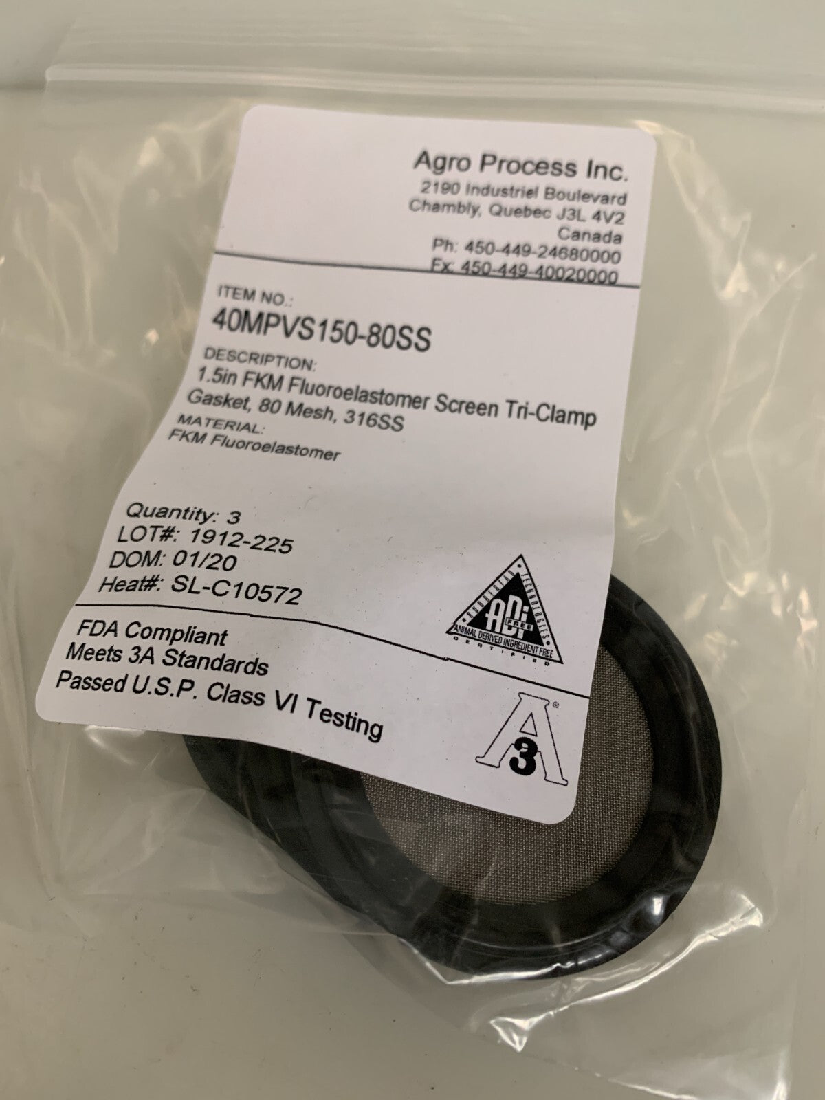 WIRE CARE MIX LOT OF 9 1.5" FKM SCREEN TRI CLAMP GASKET3