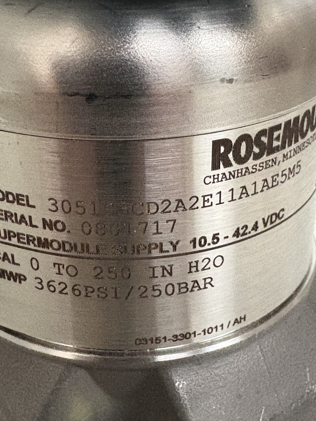 ROSEMOUNT PRESSURE TRANSMITTER 300S1AAE5M5 W/SUPER MODULE 3051S3CD2A2E11A1AE5M54
