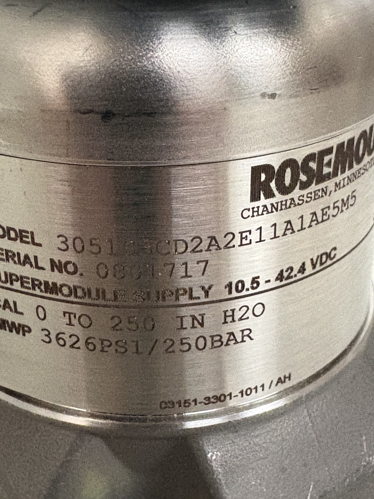 ROSEMOUNT PRESSURE TRANSMITTER 300S1AAE5M5 W/SUPER MODULE 3051S3CD2A2E11A1AE5M54