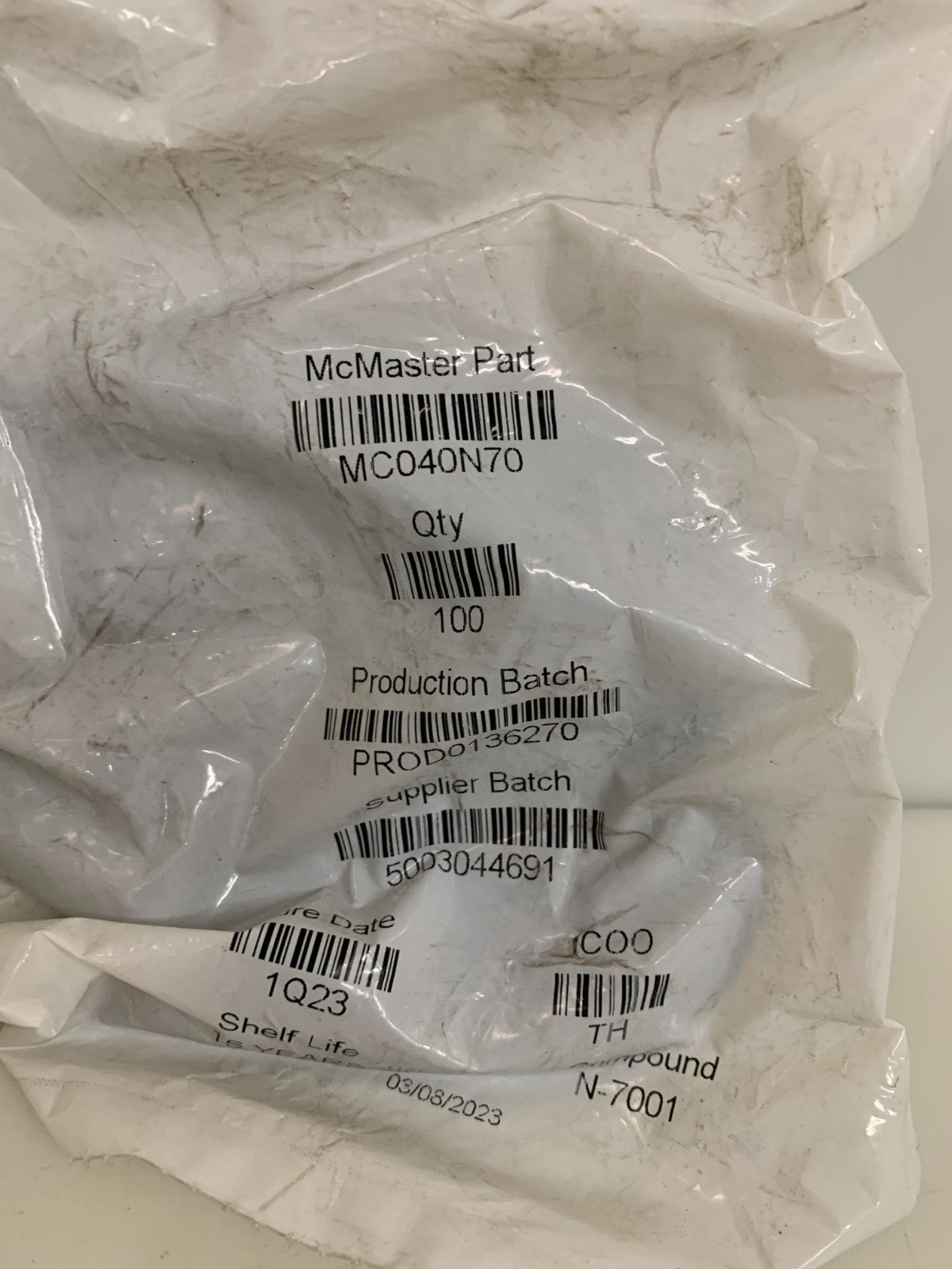 LOT OF 100 DURO BUNA ORING HYDRAULIC / PNEUMATIC 0136270 MCMASTER # MC 040N70