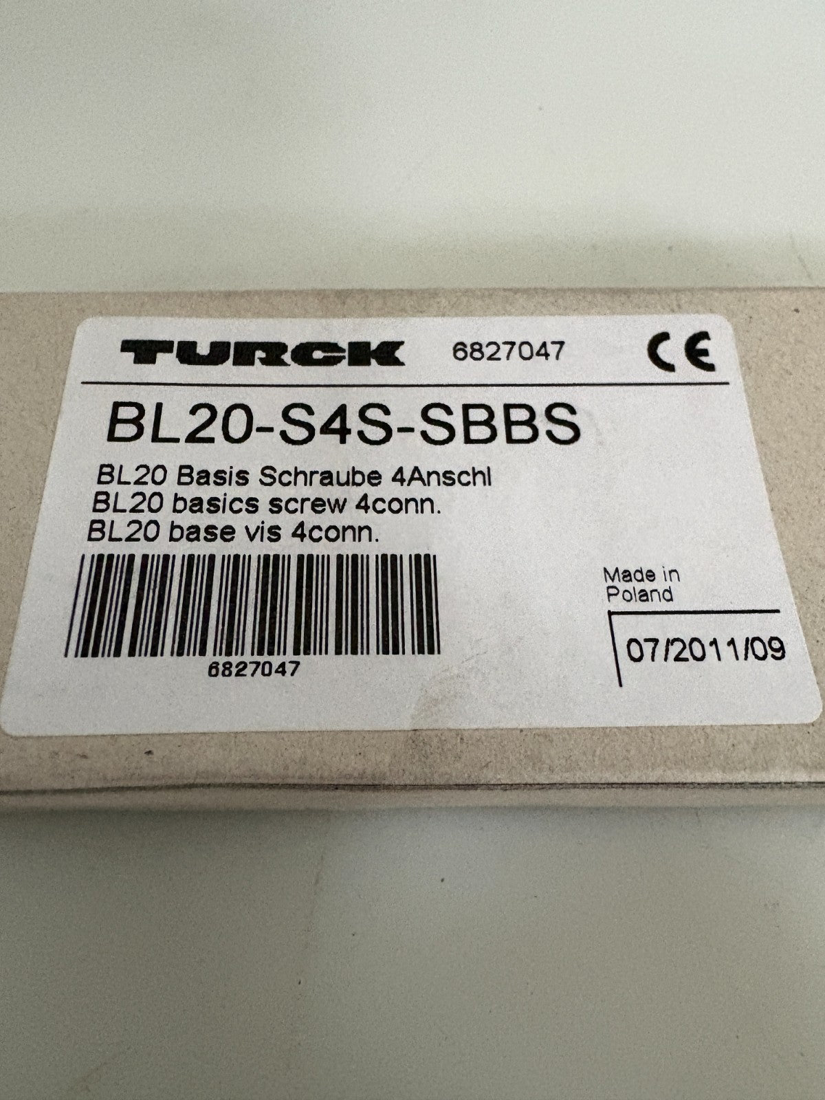 TURCK CONNECTOR BASE BL20-S4S-SBBS3