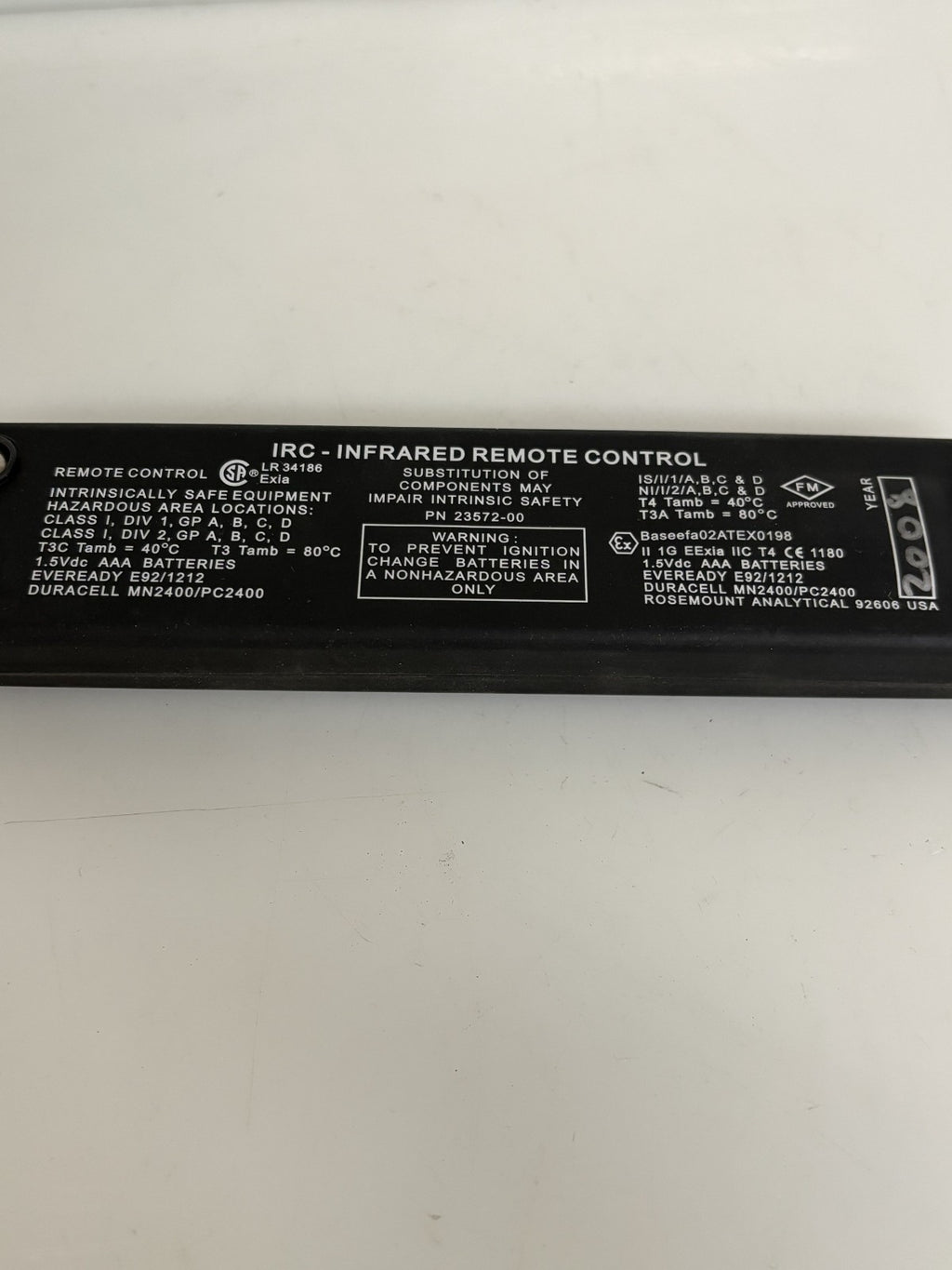 ROSEMOUNT ANALYTICAL IRC-INFRARED REMOTE CONTROL 22572-00
