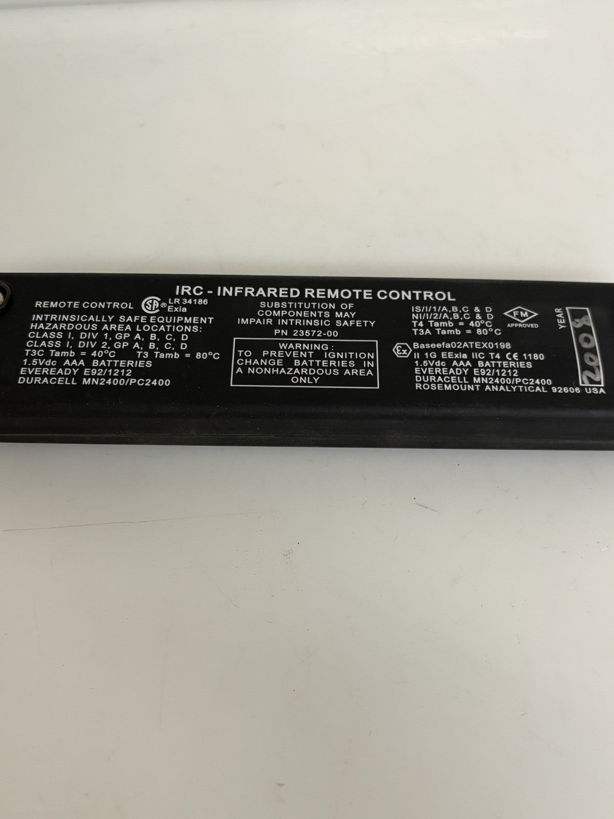 ROSEMOUNT ANALYTICAL IRC-INFRARED REMOTE CONTROL 22572-00