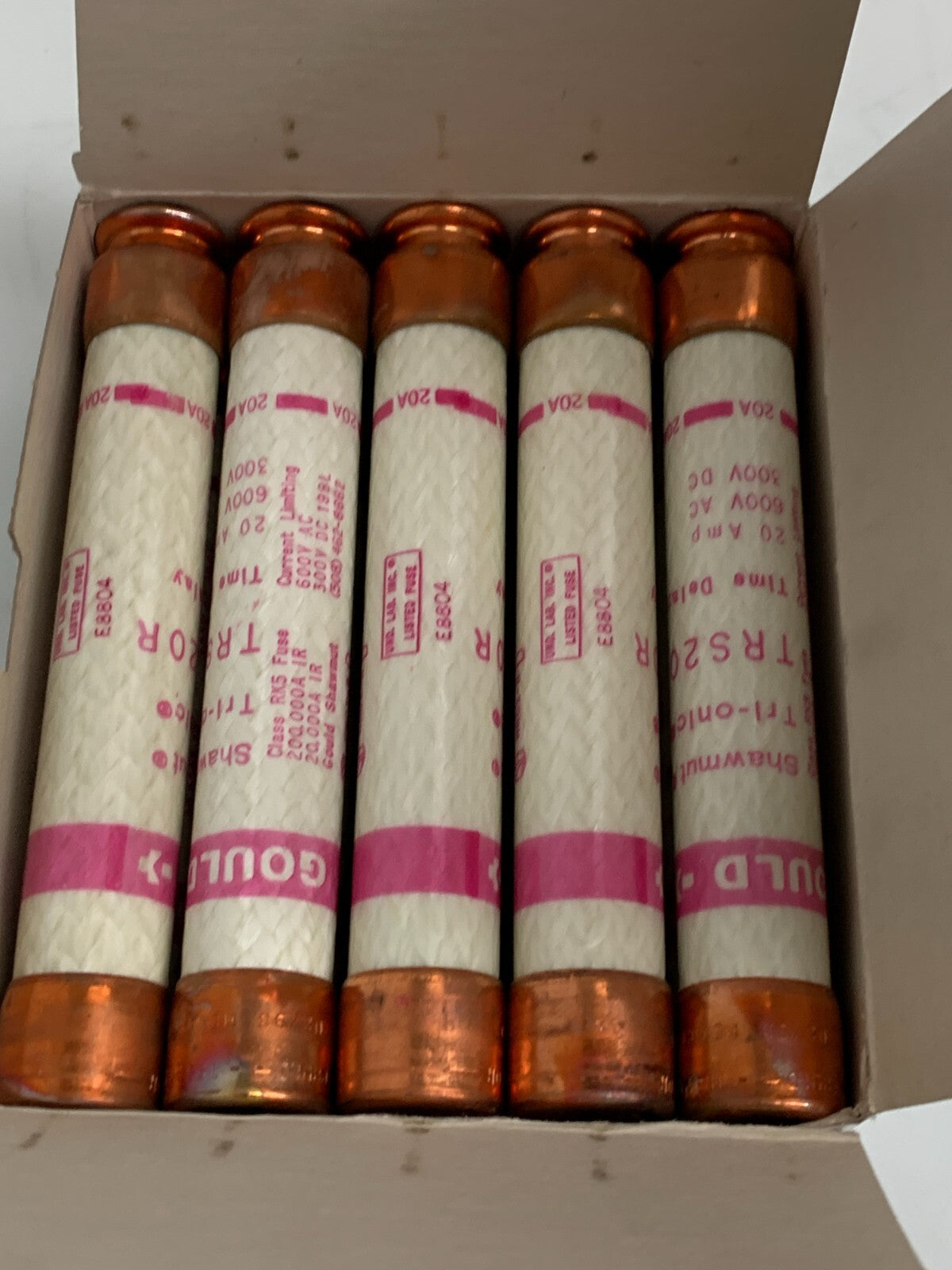 Box of 10 Gould Shawmut TRS20R Tri-Onic Time Delay Fuses 20 AMP 600V2
