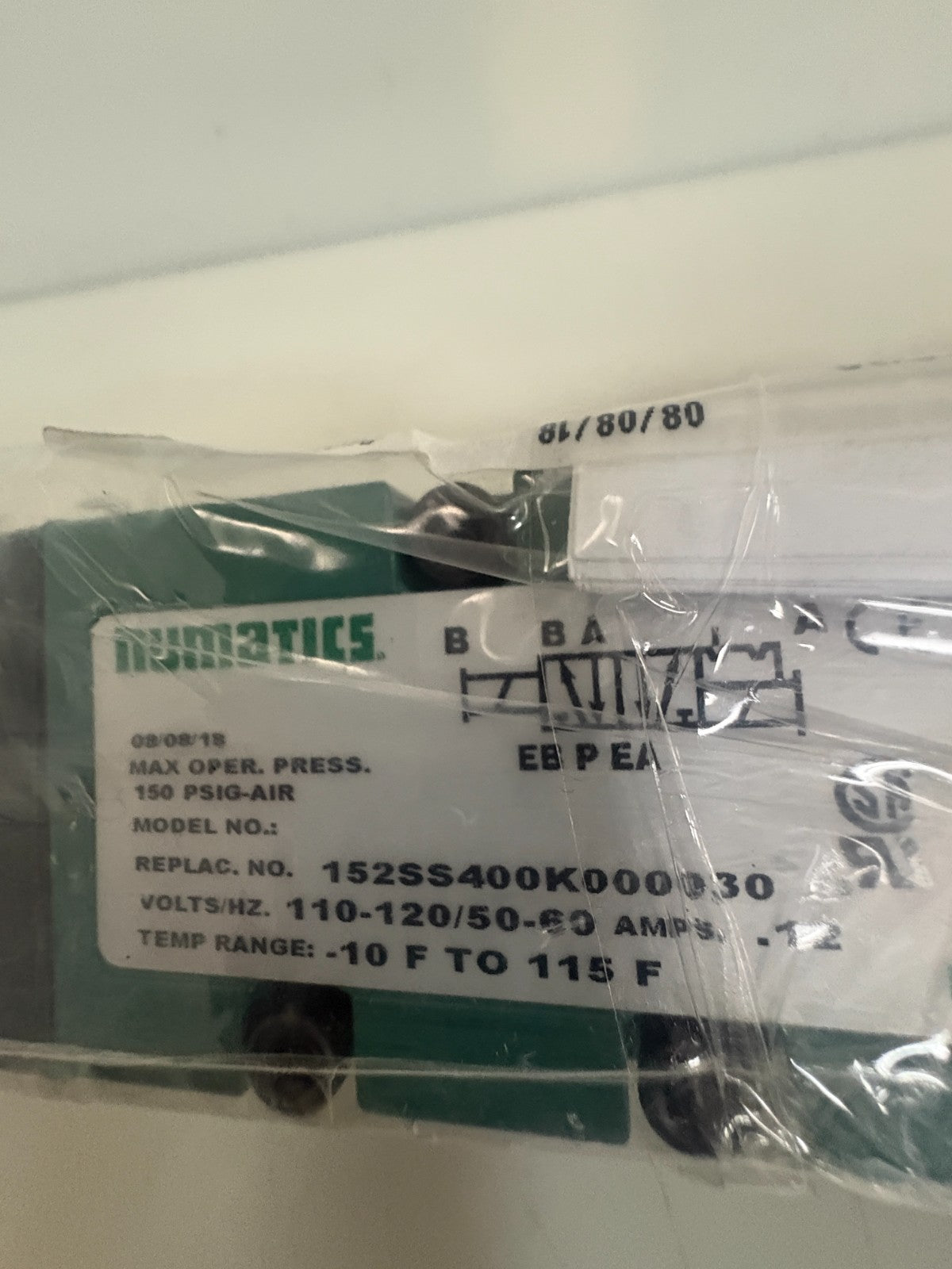 NUMATICS 150PSI SOLENOID AIR CONTROL VALVE #152SS400K0000301