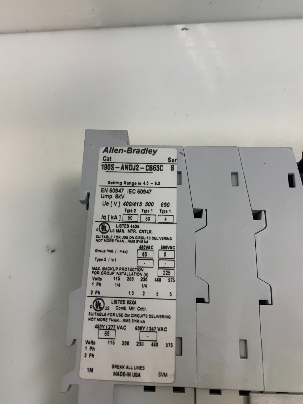 ALLEN BRADLEY 190S-ANDJ2-CB63C Series B Compact Starter