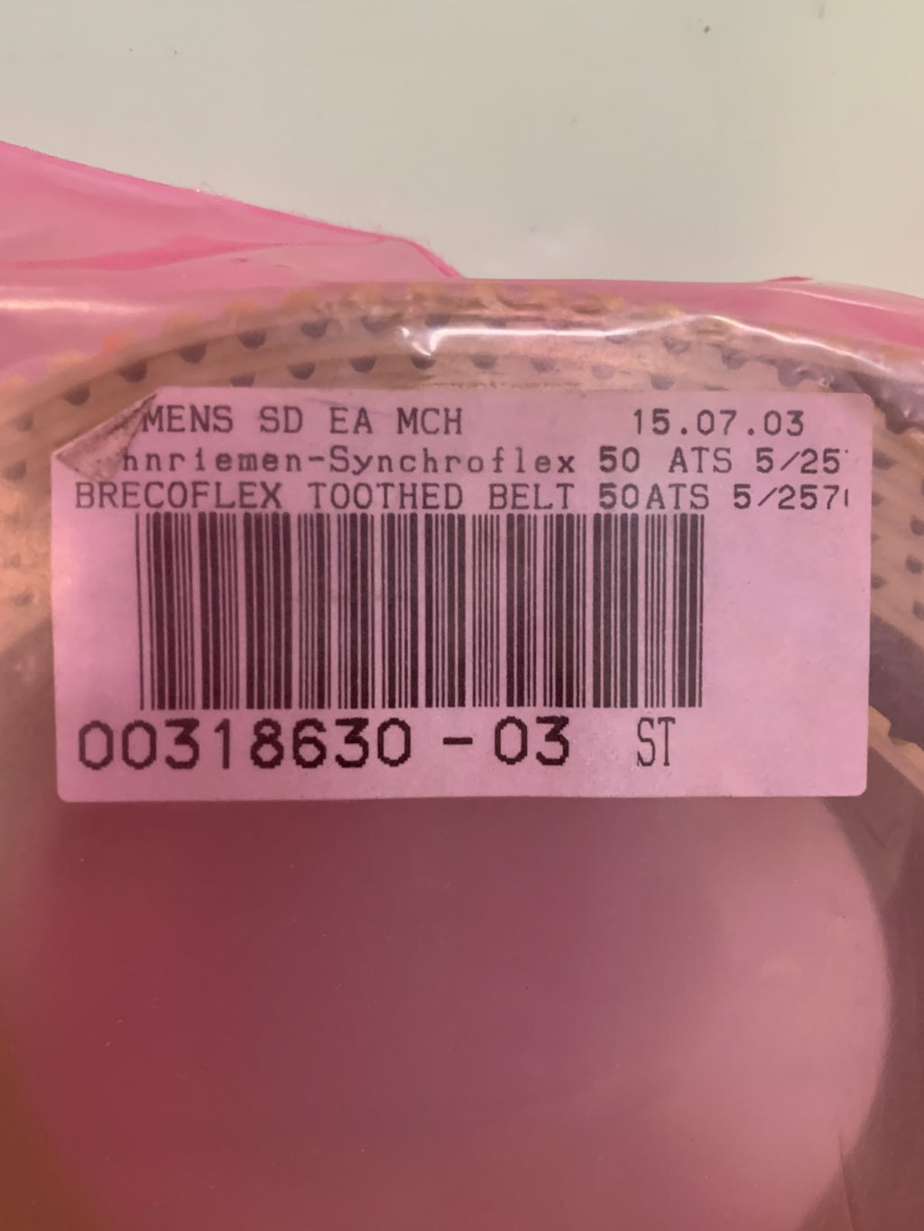 SIEMENS SD EA MCH AXIS DRIVE BELT BRECOFLEX 50 ATS 5/2570  00318630-03