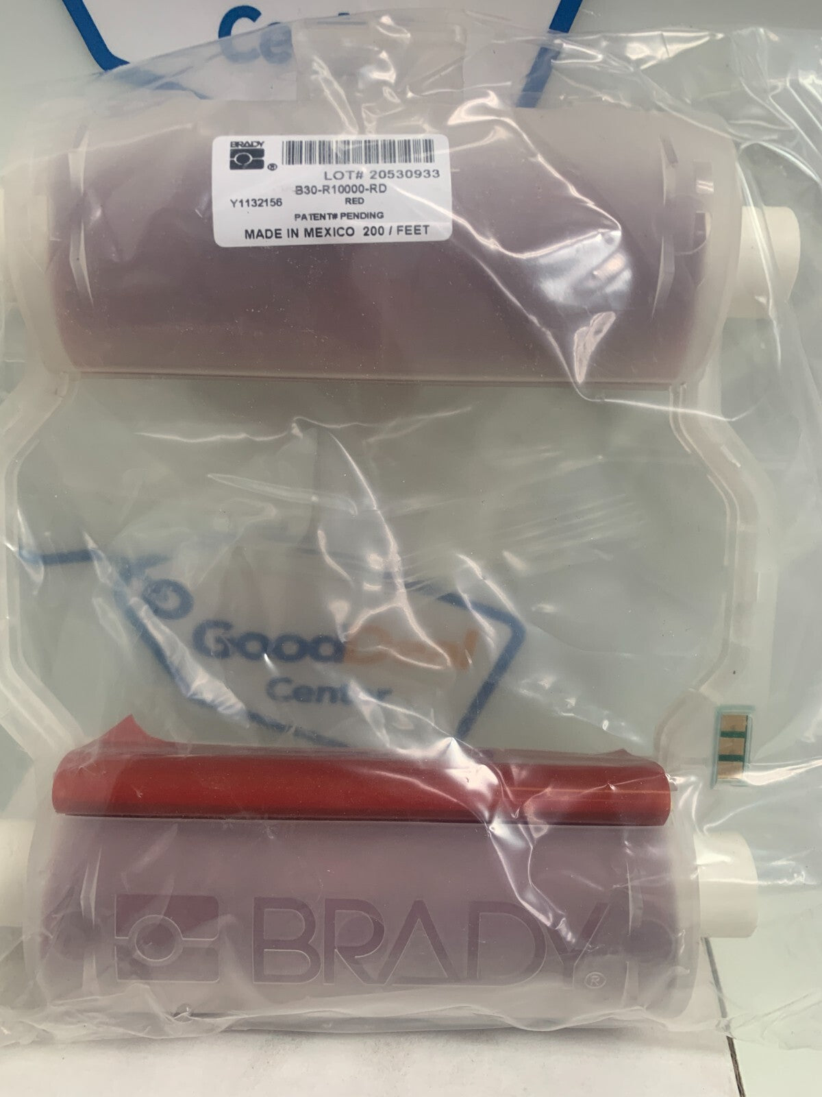 Brady B30-R10000-RD Label Printer Ribbon Cartridge, 4.33" x 200 ft, Red