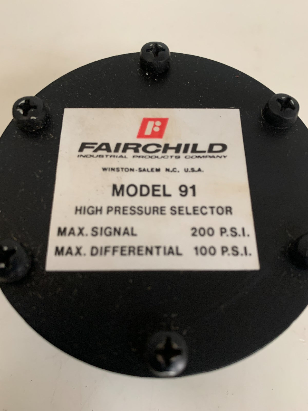 FAIRCHILD HIGH PRESSURE RELAY M-91 #910522