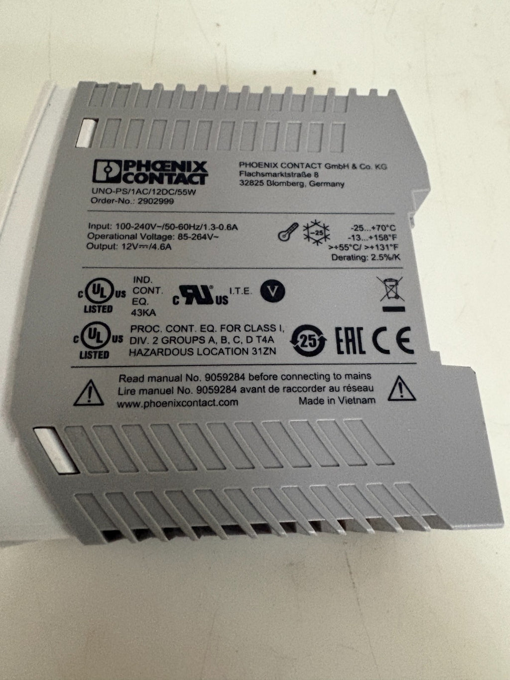 PHOENIX CONTACT POWER SUPPLY UNO POWER #29029992