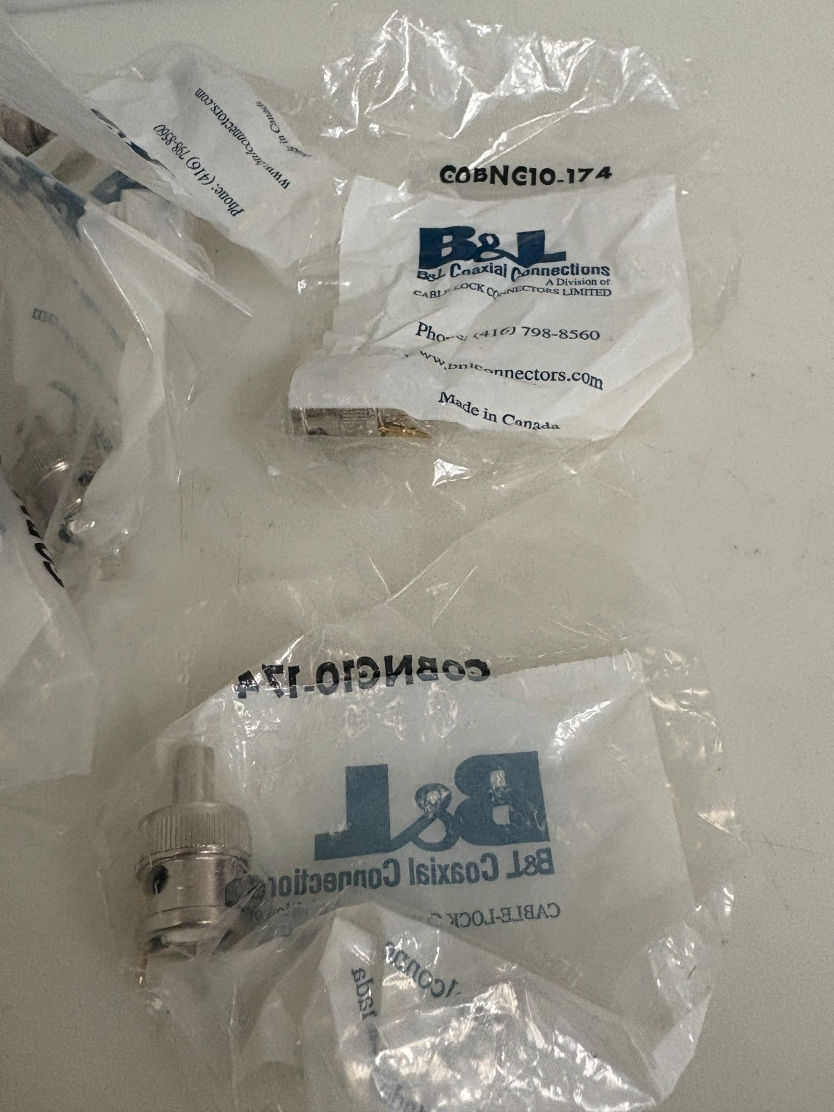 LOT OF 26 B & L ELECTRONICS CRIMP-ON MALE CONNECTOR FOR RG174