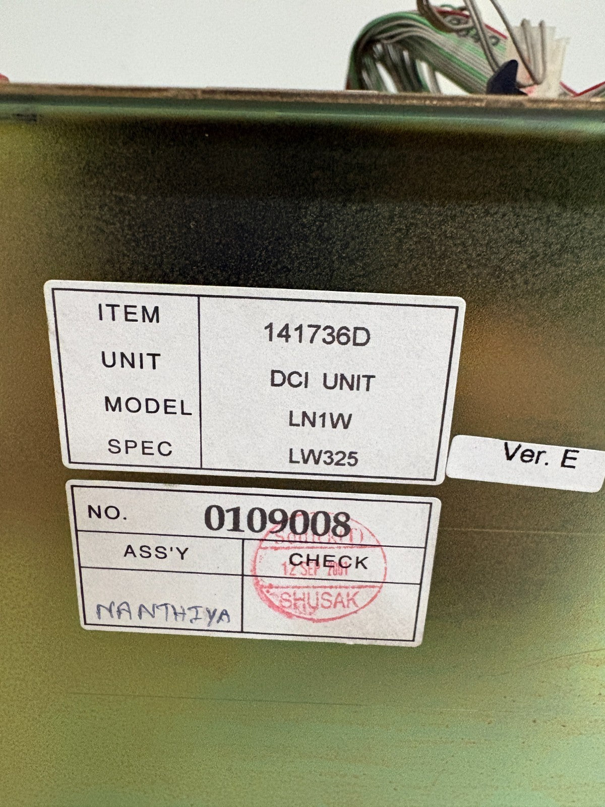 SODICK DCI UNIT MODEL LN1W #141736D SPEC LW325