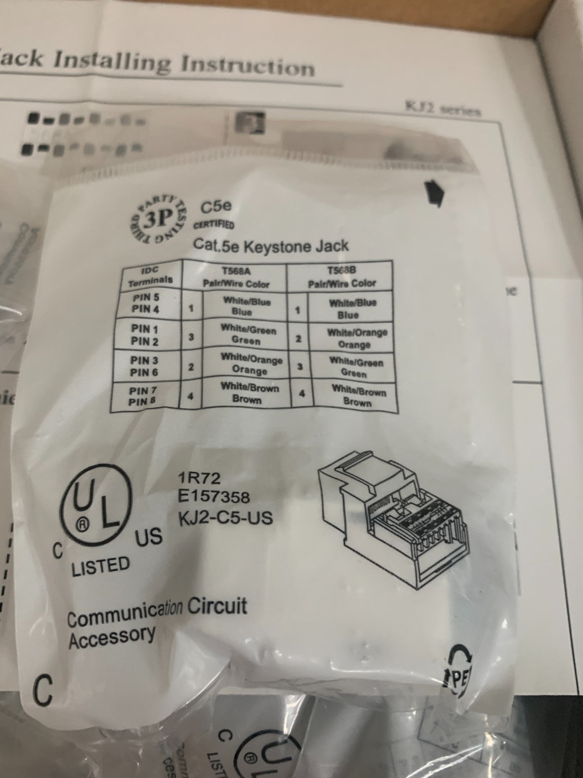 KEYSTONE JACK C5E CAT 5E KJZ-C5-U S
