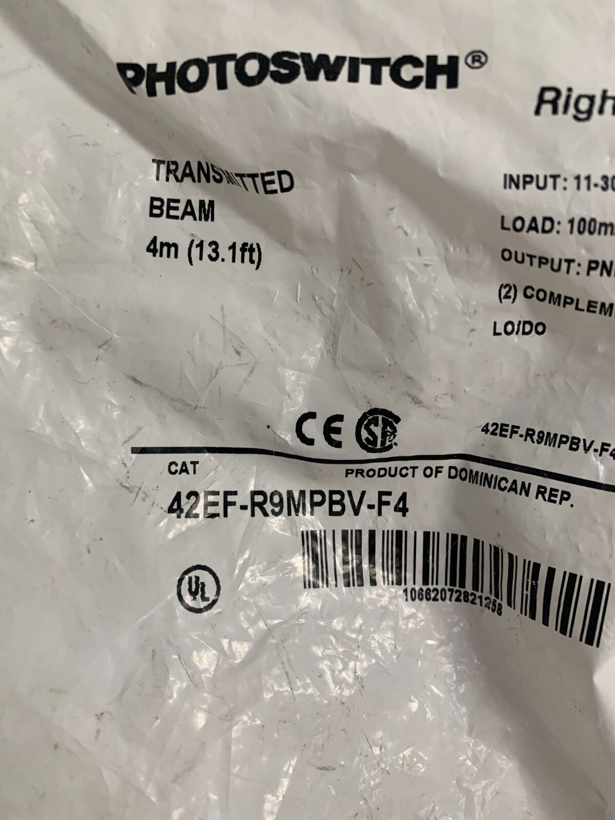 ALLEN BRADLEY PHOTOSWITCH TRANSMITTED BEAM 42EF-R9MPBV-FUB2