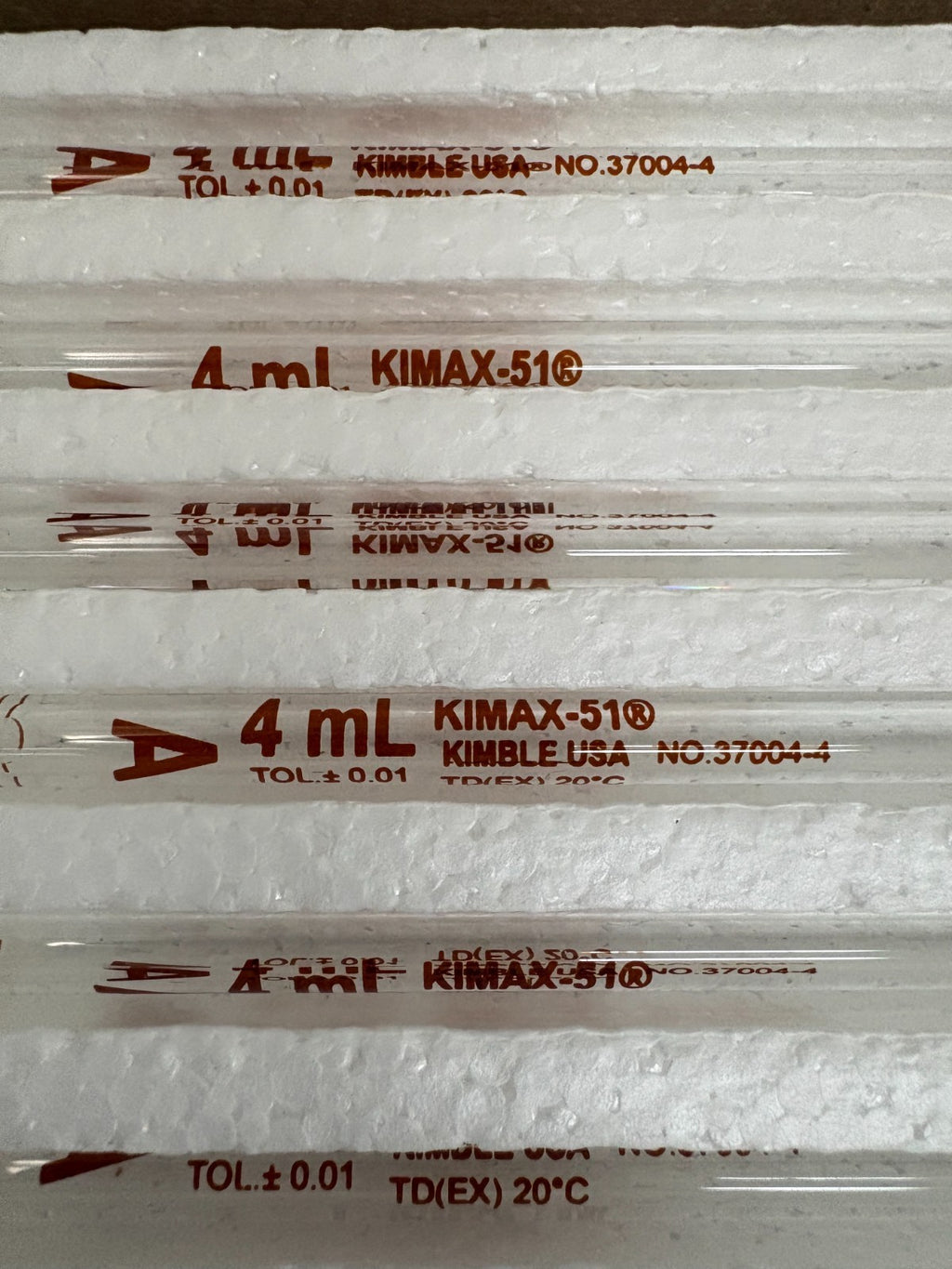 LOT OF 3 KIMBLE GLASS KIMAX 51 VOLUMETRIC PIPET 1/2 ML 37004-510
