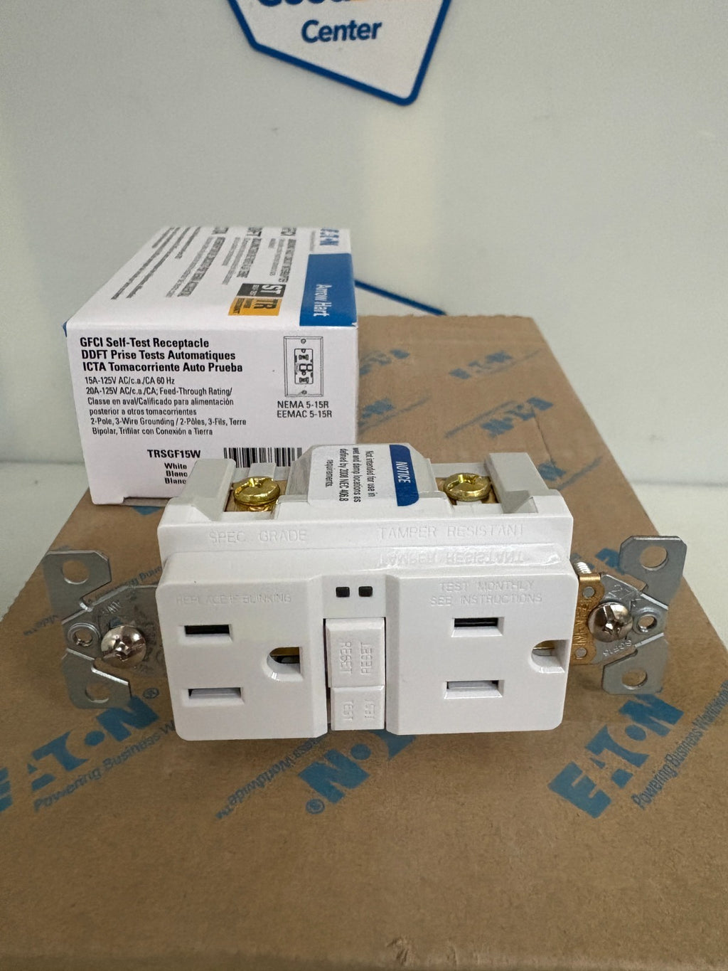 EATON GFCI SELF TEST RECEPTACLE TRS GF15W 10 IN BOX1