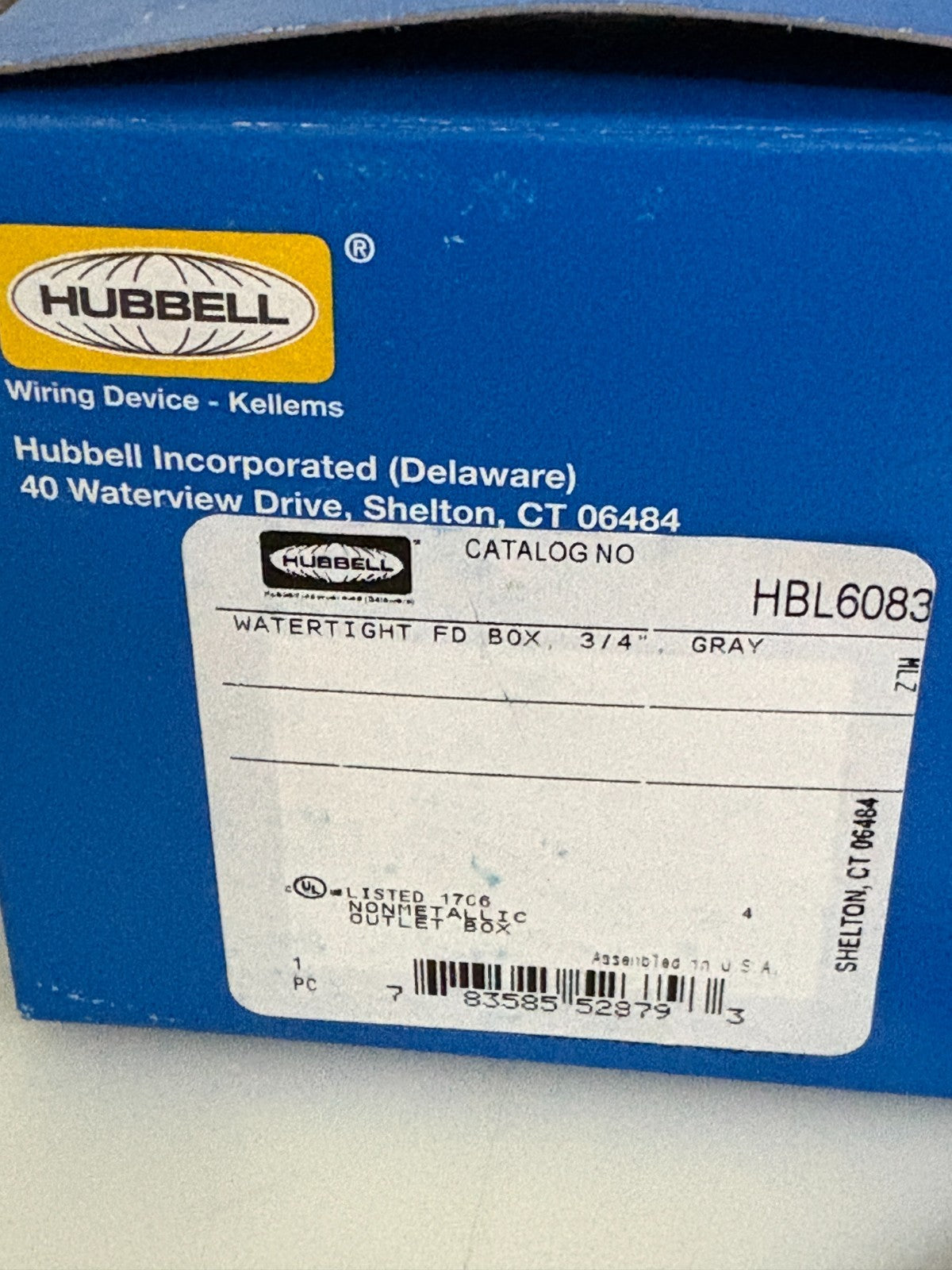 HUBBELL WATERTIGHT FD BOX 3/4 GRAY # HBL6083 3