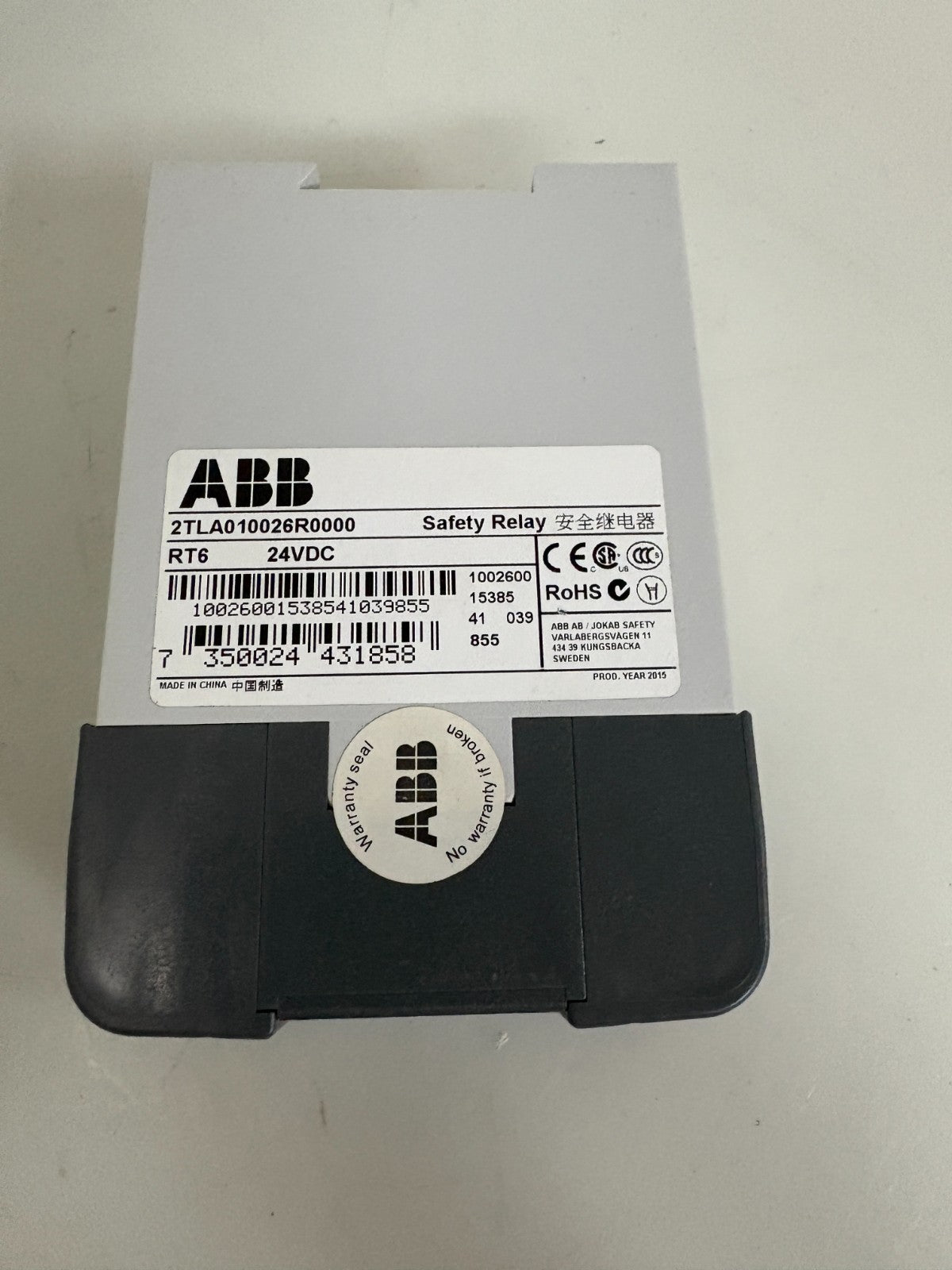 ABB SAFETY RELAY RT6 24VDC 2TLA010026R00002