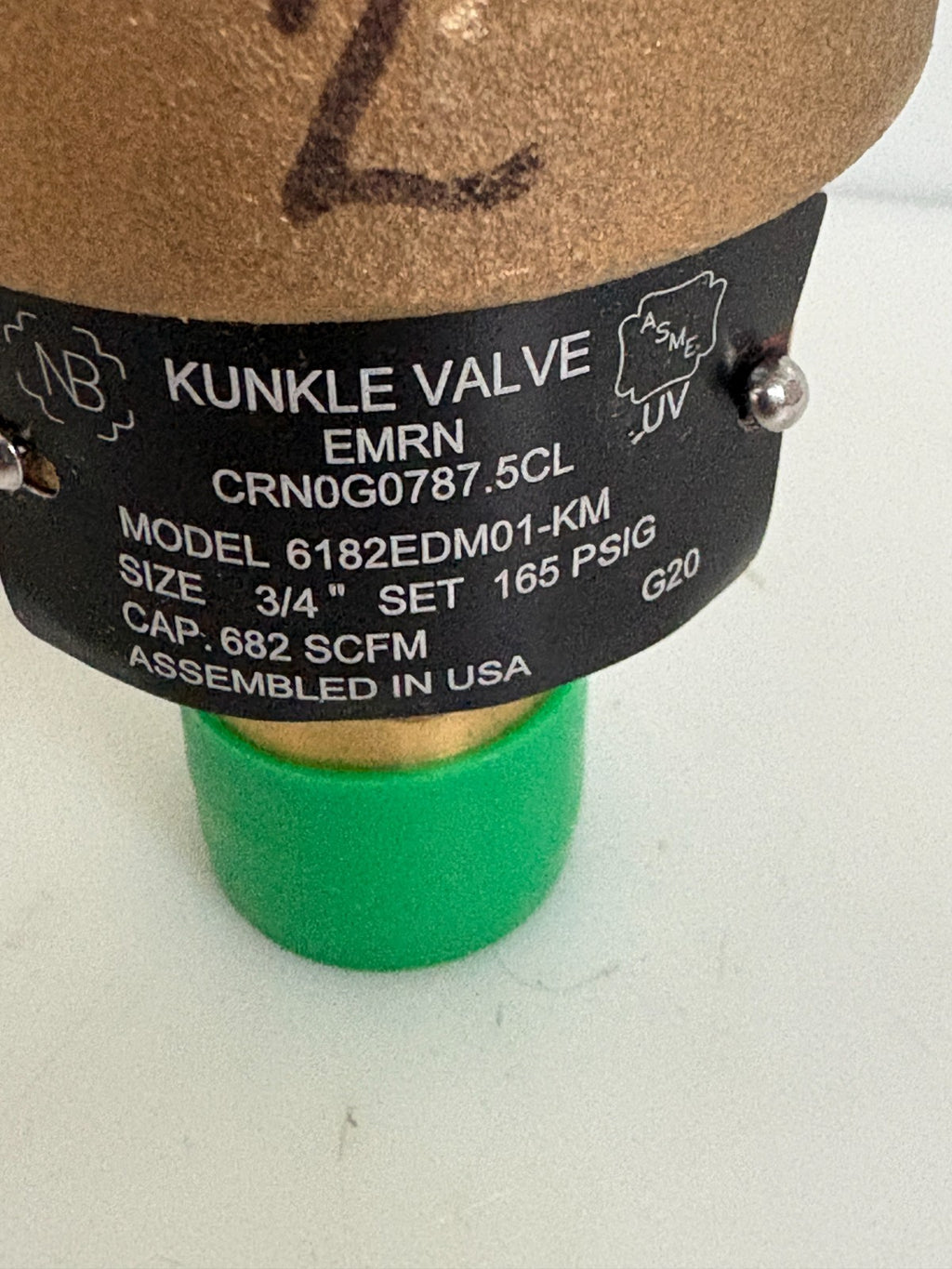 KUNKLE VALVE EMRN 3/4" 165 PSI CRN0G0787.5CL