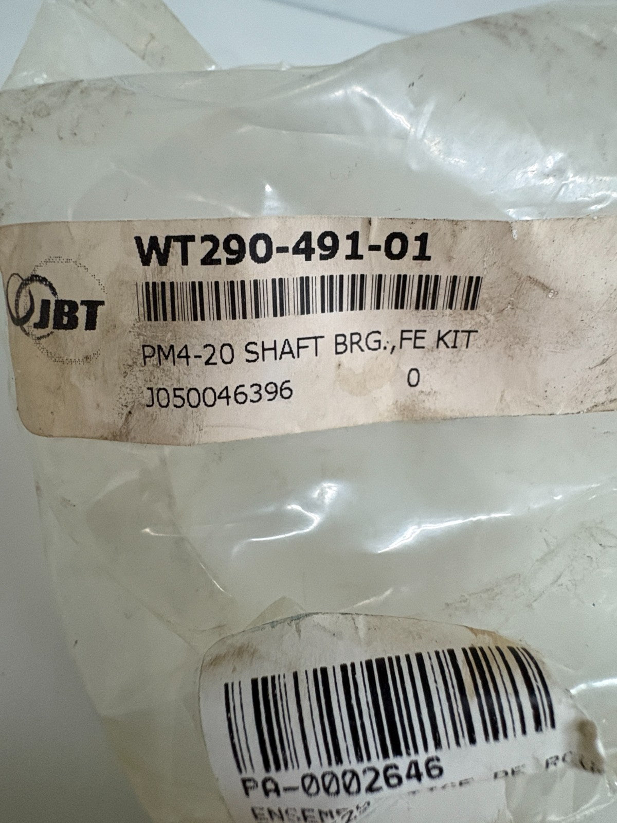 JBT PM4-20 SHAFT KIT WT290-491-014