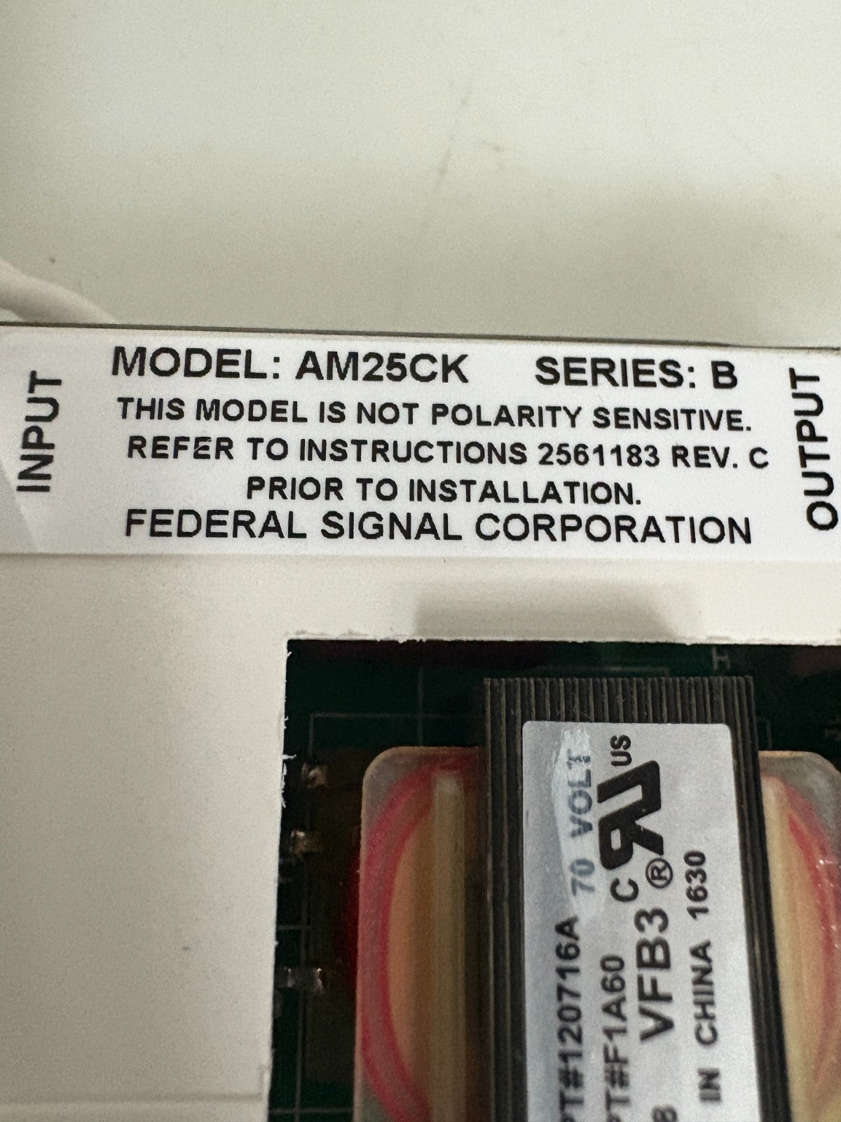 FEDERAL SIGNAL SELECTONE INTERFACE PUBLIC ADDRESS SPEAKER AMPLIFIER AM25CK