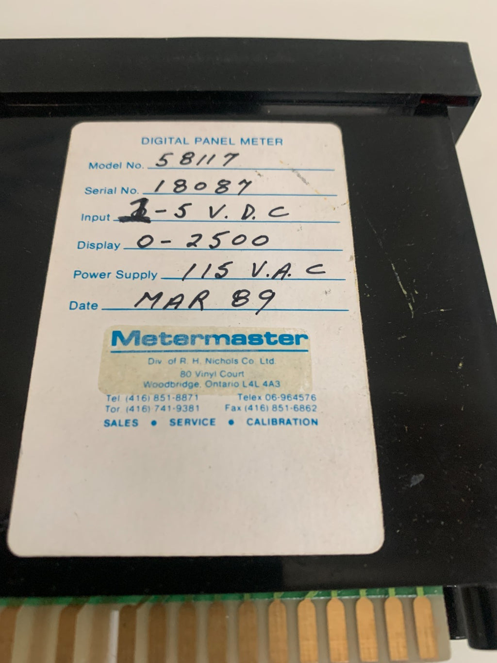 METERMASTER DIGITAL PANEL METER 58117